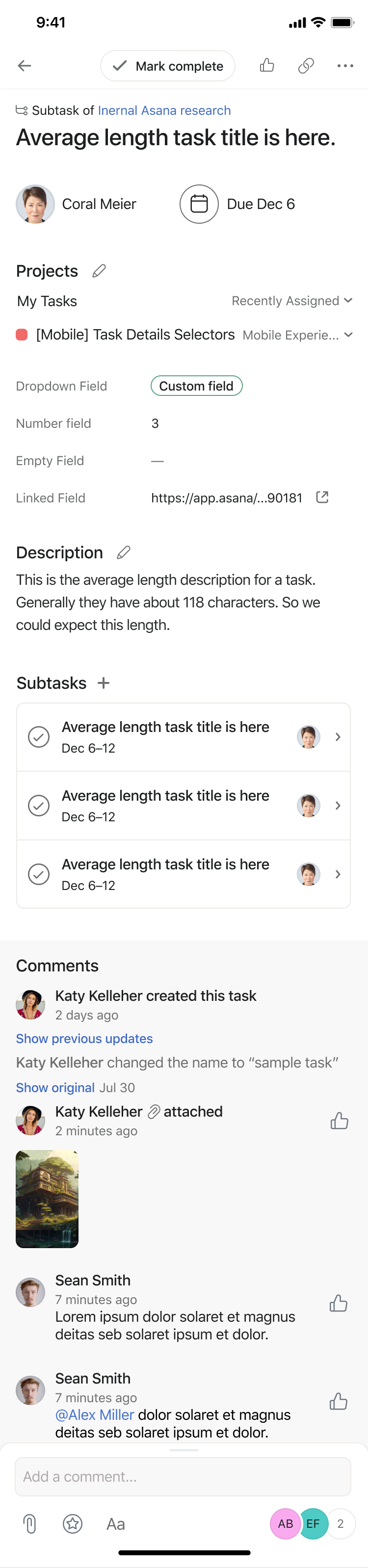 Asana mobile view