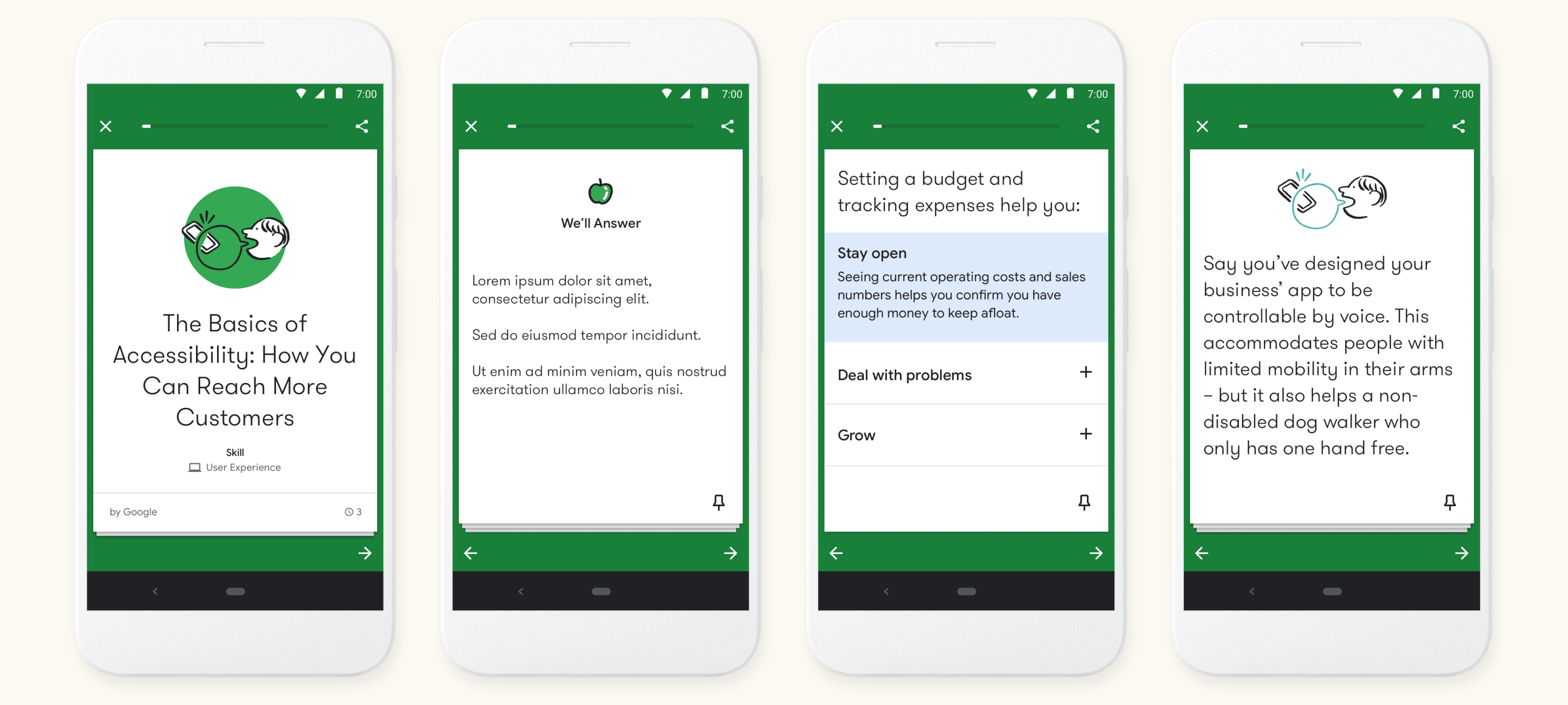 Primer 5.0 accessibility and budget lesson screens
