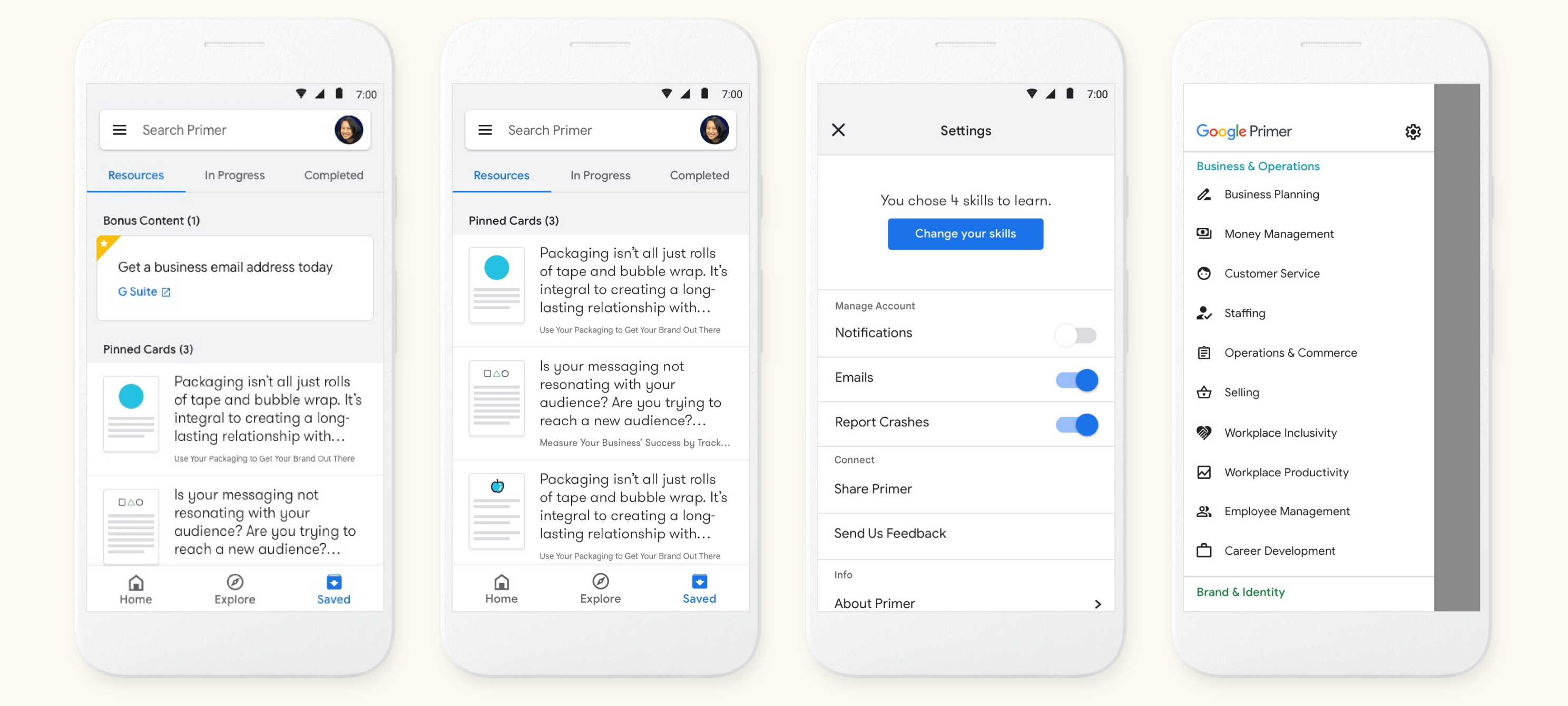 Primer 5.0 saved cards, settings, and skills directory