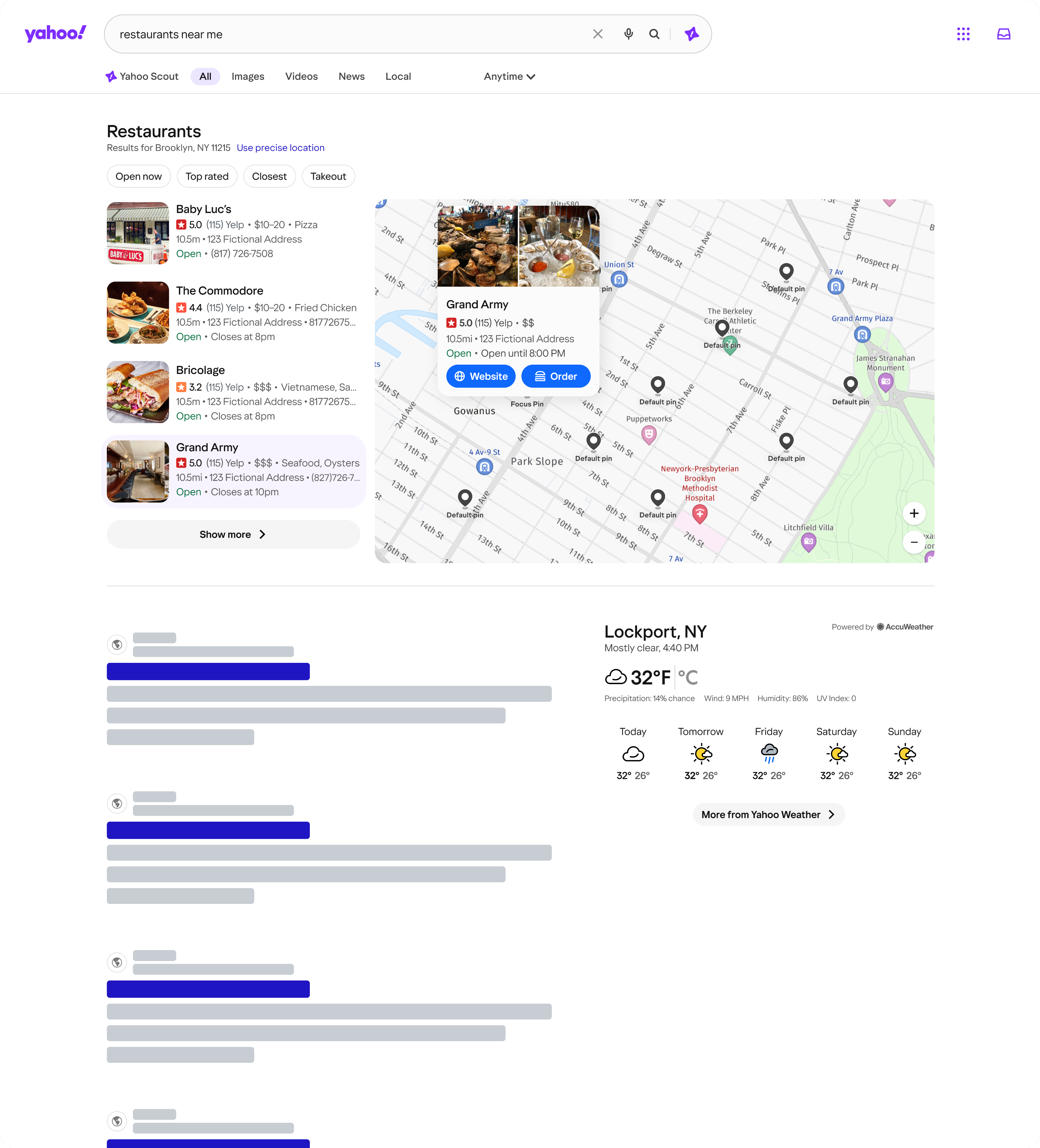 Yahoo Search desktop results page
